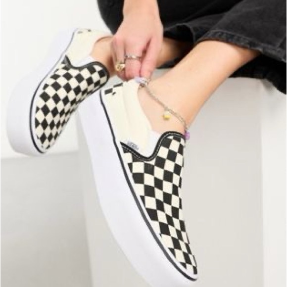 Vans Shoes - Vans Black and White Checkerboard Slip-Ons